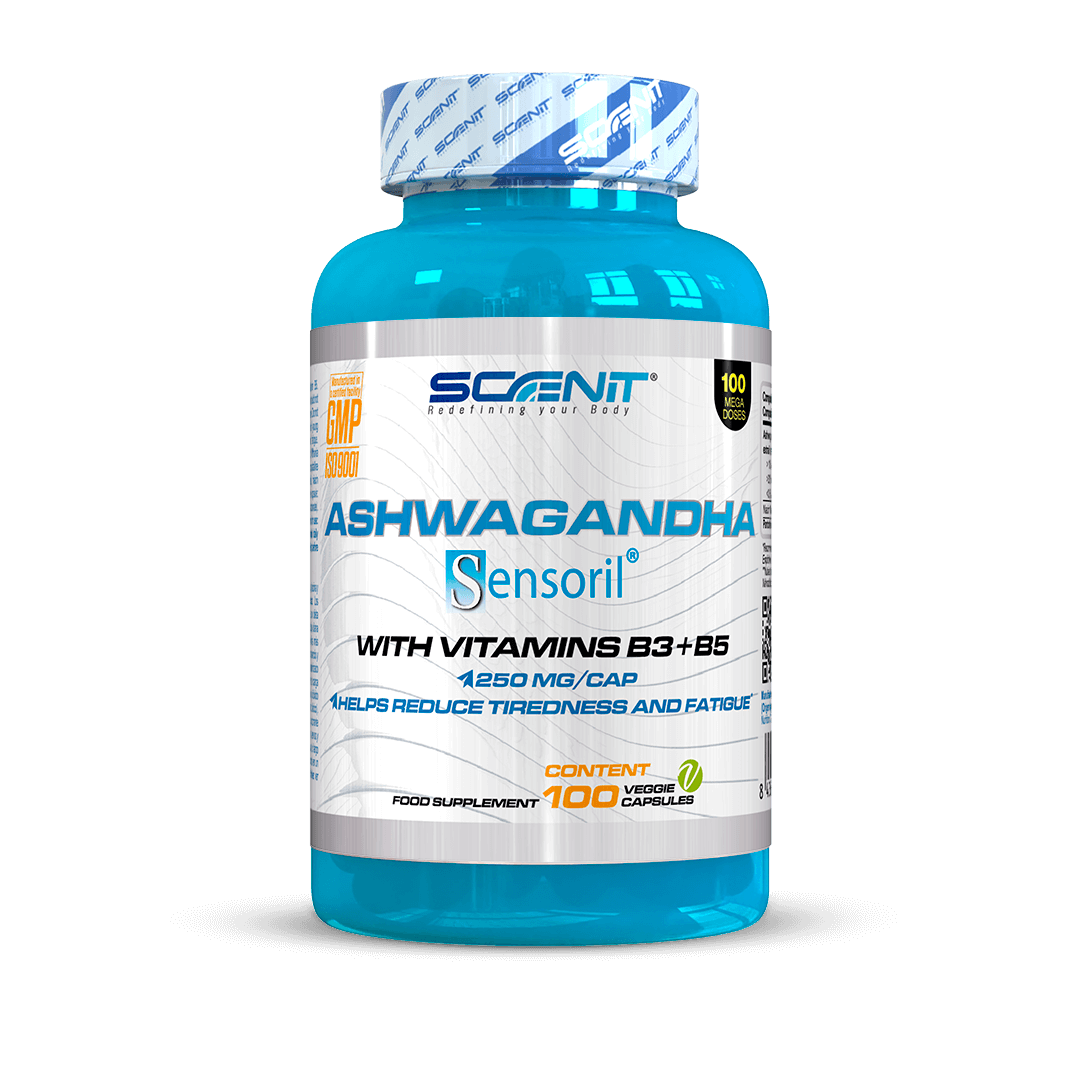 Ashwagandha Sensoril® with more than 10% withanolides and Vitamin B3 and B5 - 100 vegan capsules